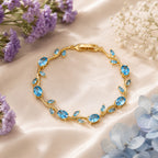 Palermo Jewels Gold Plated Sky Blue Stones Studded Anti Tarnish Tulip Bracelet