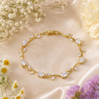 Palermo Jewels Gold Plated White Stones Studded Anti Tarnish Tulip Bracelet