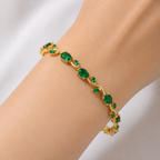 Palermo Jewels Gold Plated Green Stones Studded Anti Tarnish Tulip Bracelet