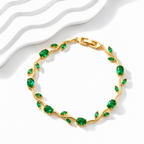 Palermo Jewels Gold Plated Green Stones Studded Anti Tarnish Tulip Bracelet