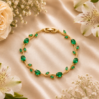 Palermo Jewels Gold Plated Green Stones Studded Anti Tarnish Tulip Bracelet