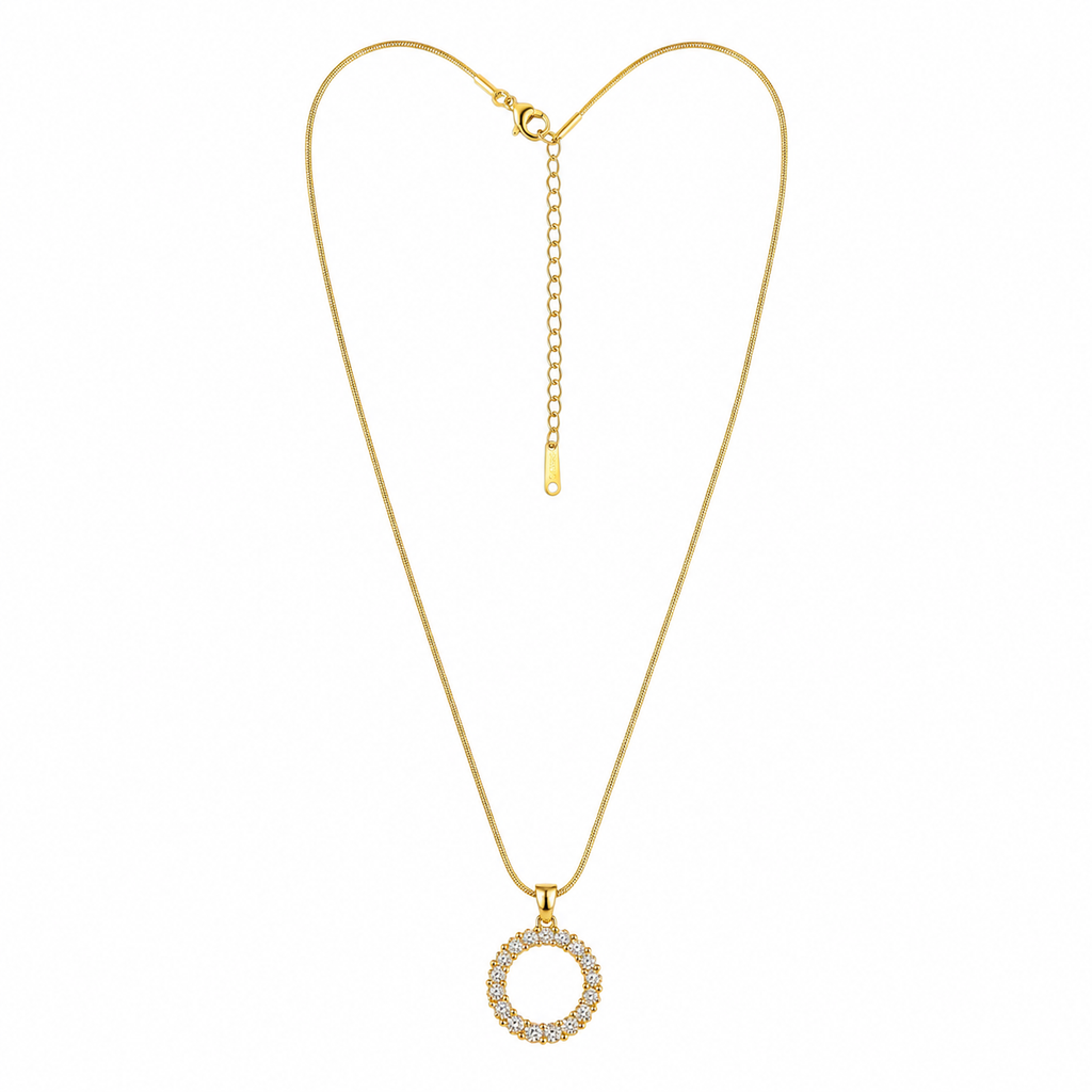 Gold Plated Halo Necklace for Women | Elegant Waterproof & Anti-Tarnish Necklace for Girls & Women | Stylish Everyday Jewellery & Perfect Gift for Her
