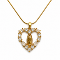 Gold Plated Virgin Mary Heart Pendant Necklace for Women | Crystal Studded Religious Necklace | Elegant Spiritual Jewellery for Women & Girls | Gift for Her