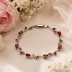 Palermo Jewels Silver Plated Multicolor Stones Studded Anti Tarnish Tulip Bracelet