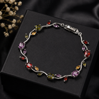 Palermo Jewels Silver Plated Multicolor Stones Studded Anti Tarnish Tulip Bracelet