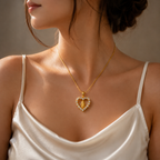Gold Plated Virgin Mary Heart Pendant Necklace for Women | Crystal Studded Religious Necklace | Elegant Spiritual Jewellery for Women & Girls | Gift for Her