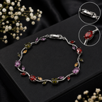 Palermo Jewels Silver Plated Multicolor Stones Studded Anti Tarnish Tulip Bracelet