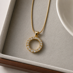 Gold Plated Halo Necklace for Women | Elegant Waterproof & Anti-Tarnish Necklace for Girls & Women | Stylish Everyday Jewellery & Perfect Gift for Her