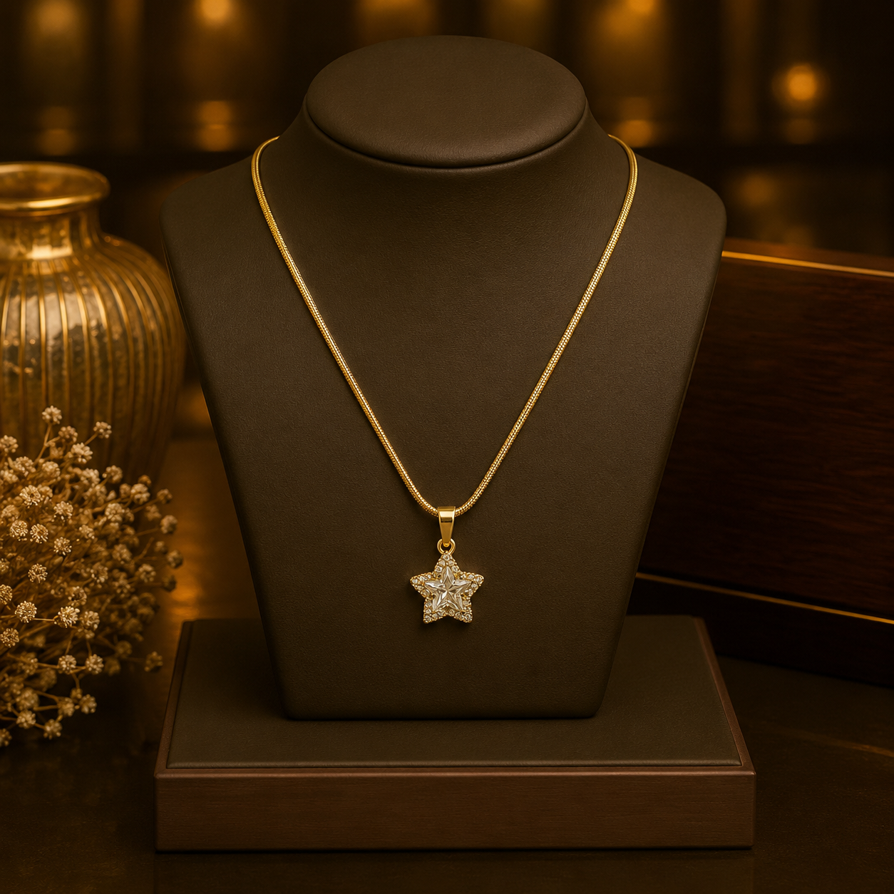 PALERMO JEWELS Valentine Gift For Girlfriend Latest Stylish Gold Plated Crystal Chain Pendant Necklace for Women and Girls