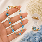 Palermo Jewels Gold Plated Sky Blue Stones Studded Anti Tarnish Tulip Bracelet