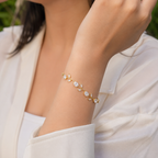 Palermo Jewels Gold Plated White Stones Studded Anti Tarnish Tulip Bracelet