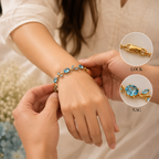 Palermo Jewels Gold Plated Sky Blue Stones Studded Anti Tarnish Tulip Bracelet