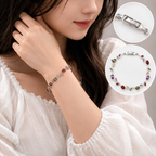 Palermo Jewels Silver Plated Multicolor Stones Studded Anti Tarnish Tulip Bracelet