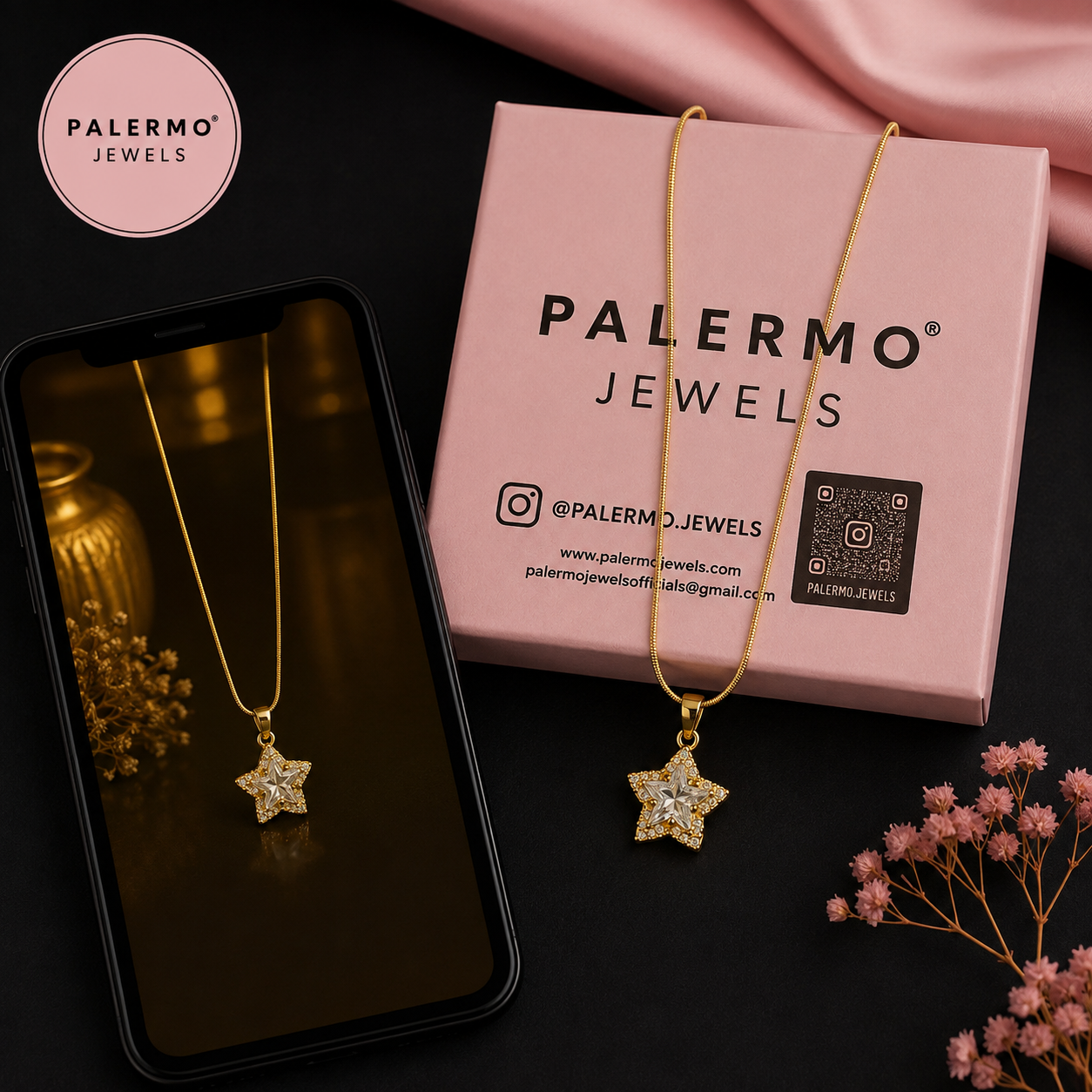 PALERMO JEWELS Valentine Gift For Girlfriend Latest Stylish Gold Plated Crystal Chain Pendant Necklace for Women and Girls