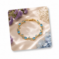 Palermo Jewels Gold Plated Sky Blue Stones Studded Anti Tarnish Tulip Bracelet