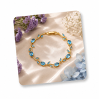 Palermo Jewels Gold Plated Sky Blue Stones Studded Anti Tarnish Tulip Bracelet